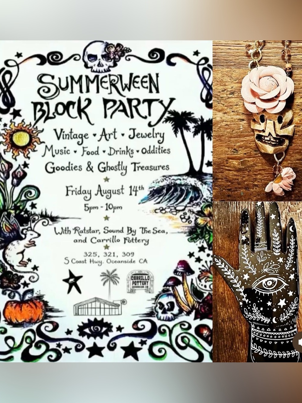 Event: Summerween, Friday, 8/14, 5pm, night market at Carrillo Pottery